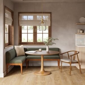 Alternative view of Rosin 56.75" Right Corner Banquette - Smoked Oak and Welsh Green