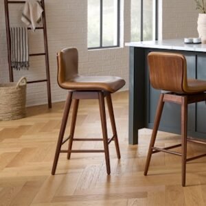 Alternative view of Sede Leather Swivel Counter Stool - Walnut and Toscana Tan
