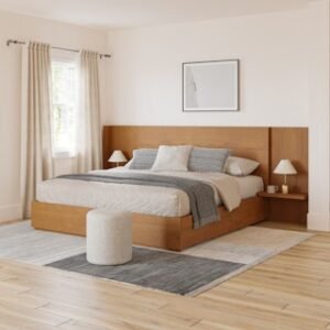 Alternative view of Leif King Storage Bed with Nightstands Set - Smoked Oak
