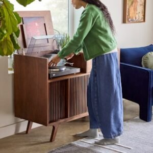 Alternative view of Jokuna 48" Vinyl Media Unit - Walnut