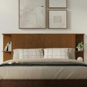 Alternative view of Kouva Queen Storage Headboard - Smoked Oak