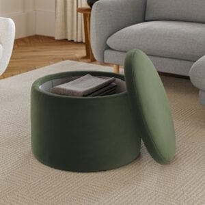 Alternative view of Benson 23.5" Velvet Storage Ottoman - Hale Fir Green