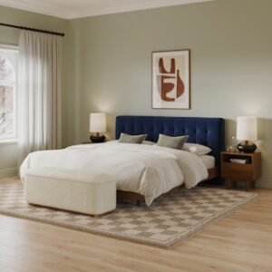 Alternative view of Sven King Tufted Velvet Headboard - Plush Cascadia Blue